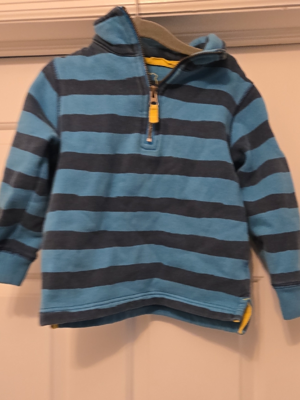 Mini Boden Blue & Navy Striped Quarter-Zip Hoodie